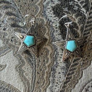 Genuine Turquoise Star Earrings